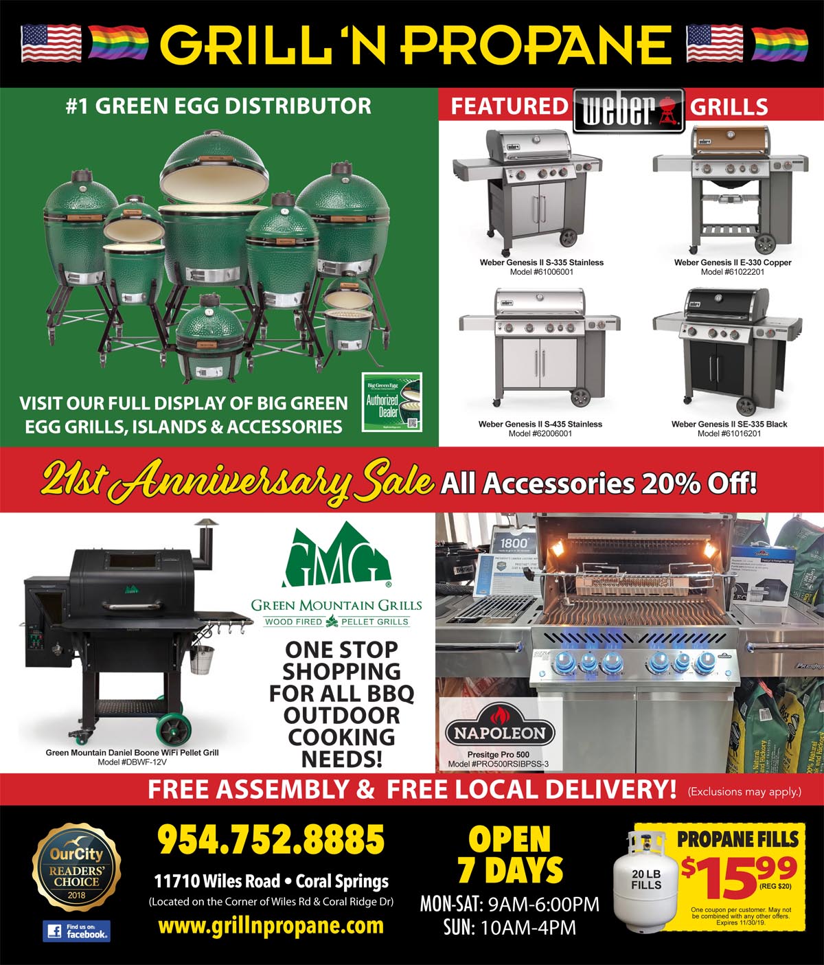 Weber Grills, Green Mountain and Big Green Eggs - the best in BBQ and Outdoor Cooking including outdoor kitchens and all accessories.